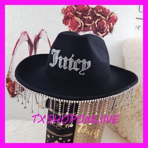👒💗{Juicy Couture)Black cowgirl hat embellished rhinestone💗👒NEW